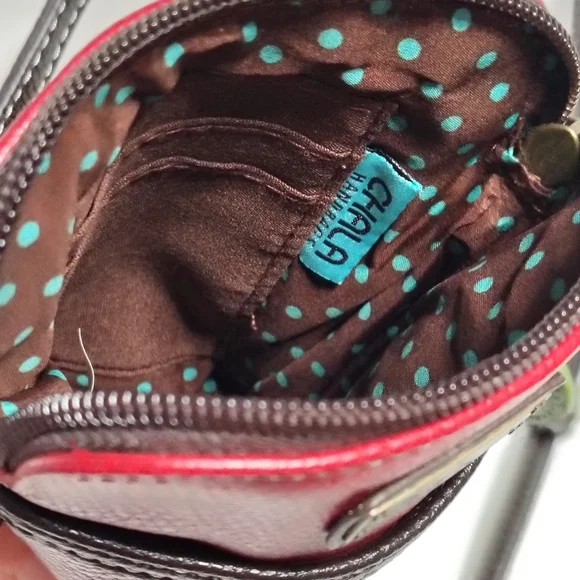 Chala Red Leather Crossbody Bag with Hummingbird Applique - Picture 6 of 9